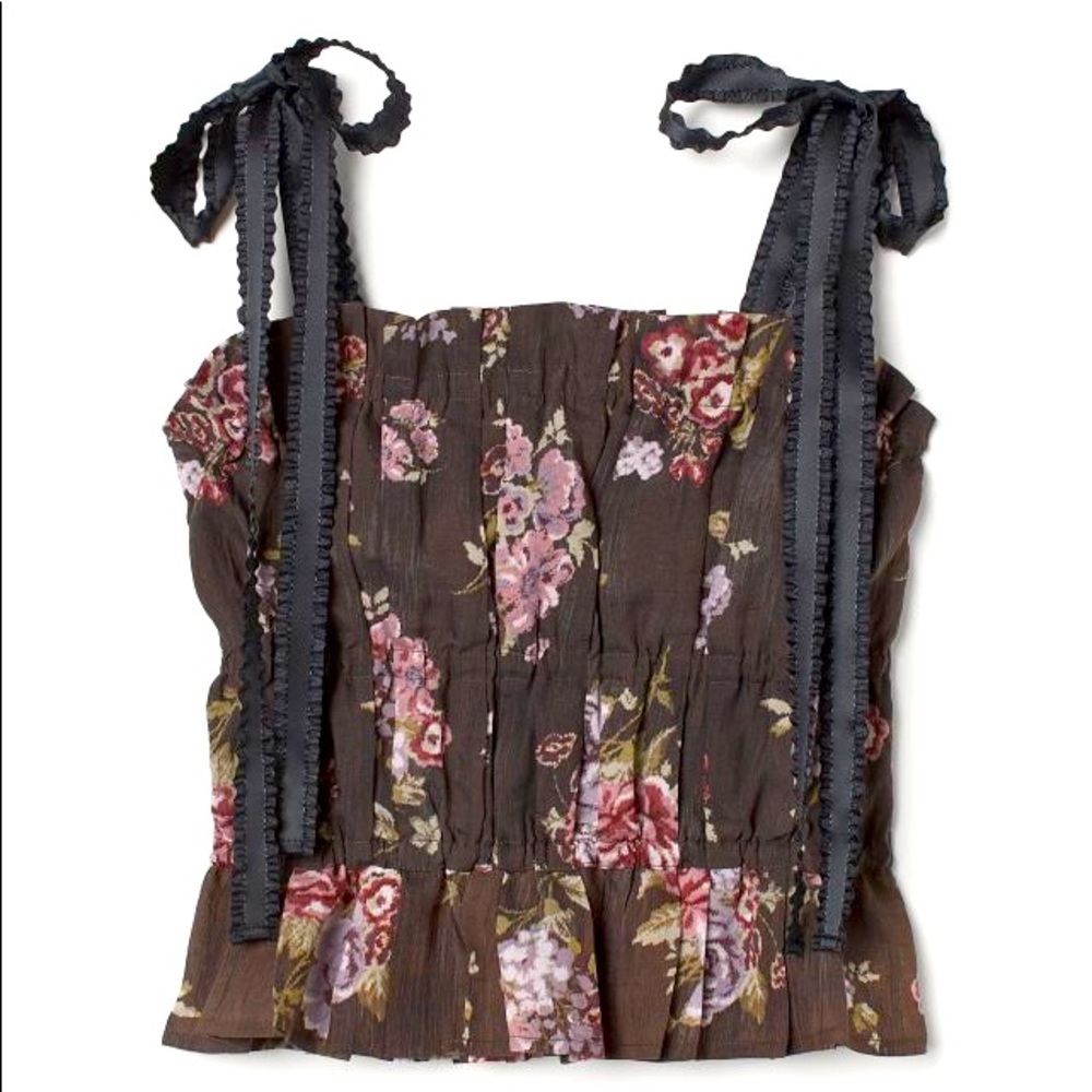 NWT Brock Collection x H&M Dark brown floral top